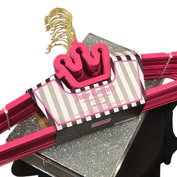 Juicy Couture Notched Shoulder Space Saving Crown Top Set of 20 Hangers- Pink - Picture 11 of 13